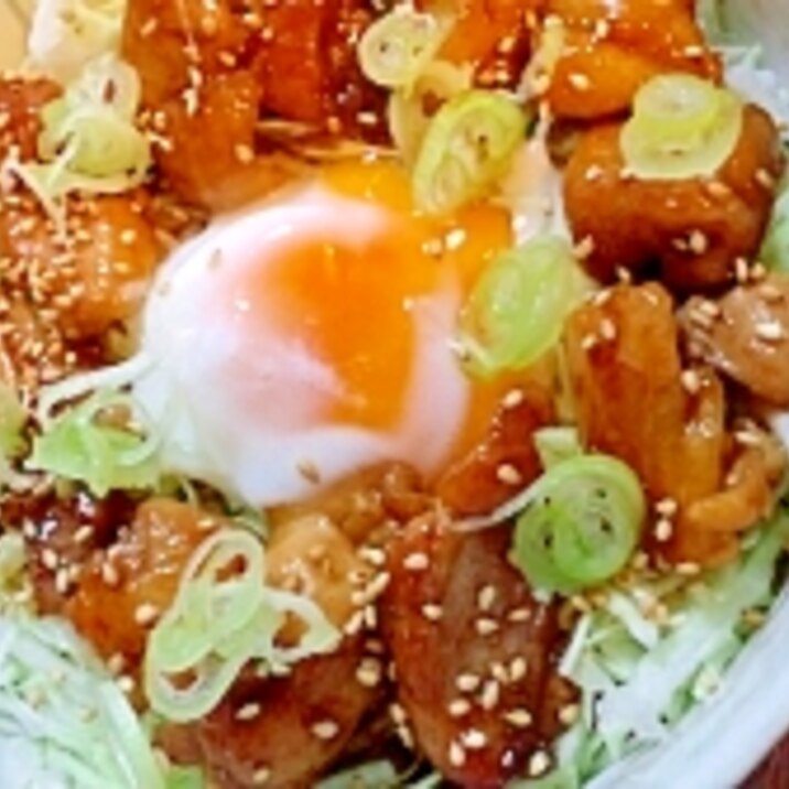 照り焼きチキンとキャベツの丼 温玉のせ レシピ 作り方 By Popotan33 楽天レシピ